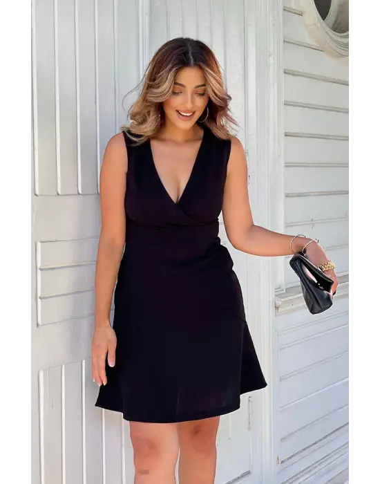 Omarı Volan Detaylı Kadın Krep Elbise