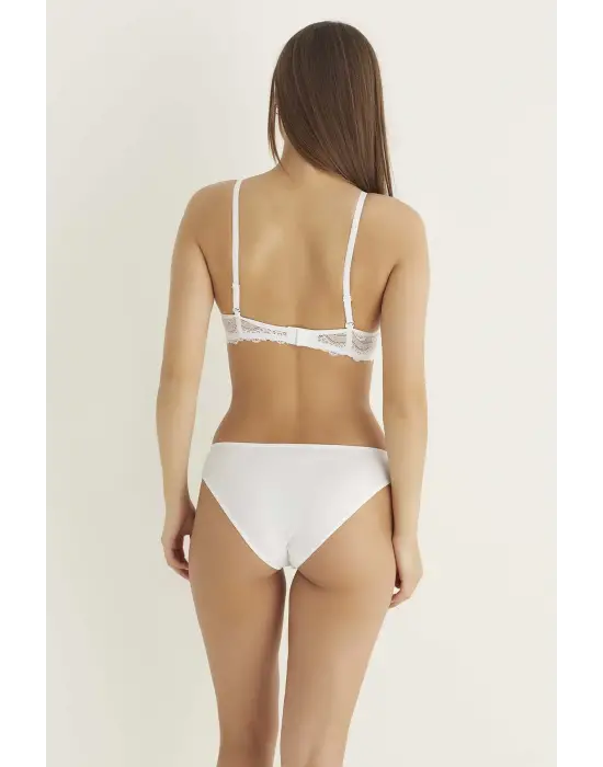 Omarı Yumuşak Kumaşlı Çapraz Dantelli Sütyen Seti