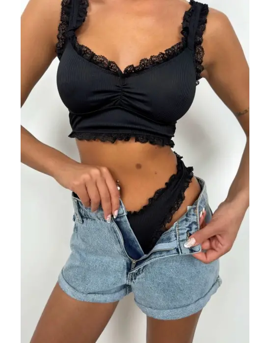 Omarı Zarif Dantel Detaylı Büstiyer