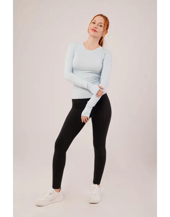 Omarı Şık ve Rahat Mavi Uzun Kollu Bluz