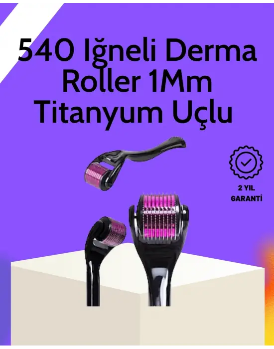 Evde Güvenli Kullanım İçin Titanyum Derma Roller – Siyah Saplı
