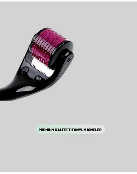 Evde Güvenli Kullanım İçin Titanyum Derma Roller – Siyah Saplı