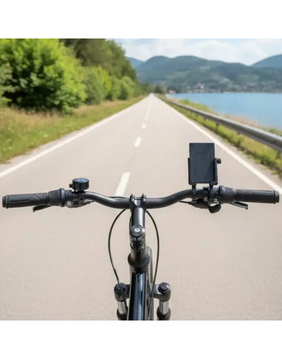 Evrensel Motosiklet Telefon Tutucu – Kaymaz, Kilitlenebilir Güvenli Tutuşlu, 360° Ayarlanabilir Gidon Bağlantılı Akıllı Telefon Aparatı