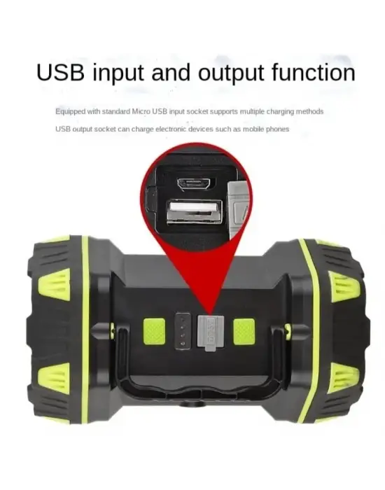 F-262 Yeni Güçlü Çift Taraflı Taşınabilir Spot Ve Işıldak Usb Powerbank Şarjlı Fener