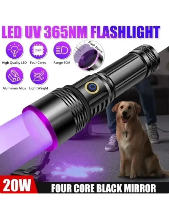 F-365 Uv 20w Şarjlı 26650 Pilli Profesyonel El Feneri