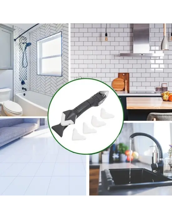 Fayans Derz Silikon Kazıyıcı Sıyırıcı Ve Uygulayıcı Aparat 3 Ü 1 Arada