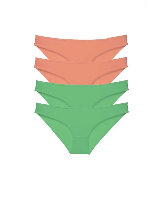 Omarı Likralı Kadın Slip Külot Seti Pudra Yeşil
