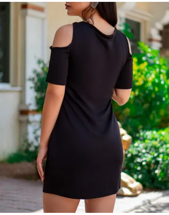 Fermuar Detay çıpa Baskılı Zincir Askılı Viskon Elbise