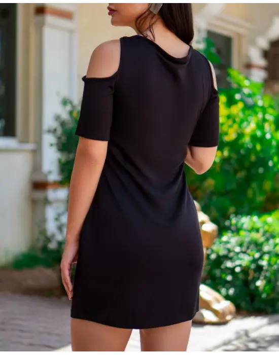 Fermuar Detay çıpa Baskılı Zincir Askılı Viskon Elbise