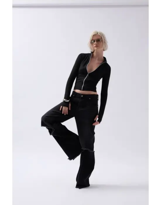 Fermuar Detaylı Bluz