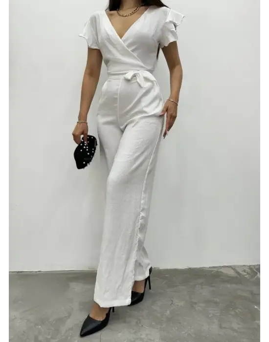 Omarı Fırfırlı Tulum Beyaz Renkli Modeller