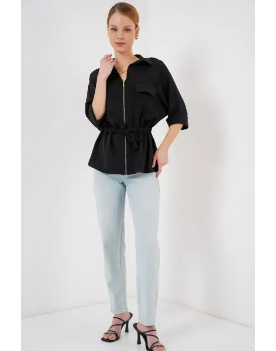 Fermuarlı Gömlek 0721 - Siyah