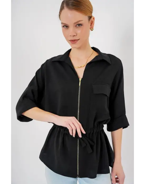 Şık Fermuarlı Gömlek