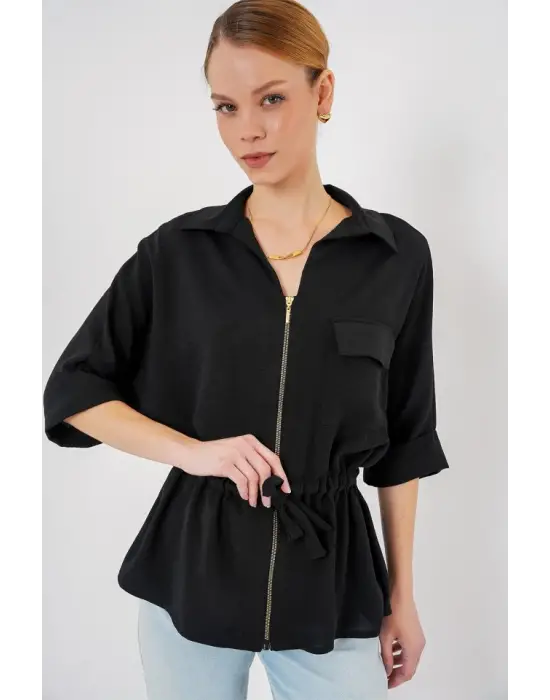 Şık Fermuarlı Gömlek