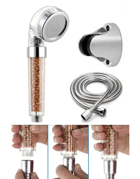 Omarı Su Tasarrufu Sağlayan Filtreli Duş Başlığı Seti