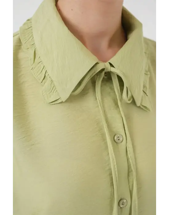 Fırfırlı Uzun Gömlek Tunik 5952 - Çağla