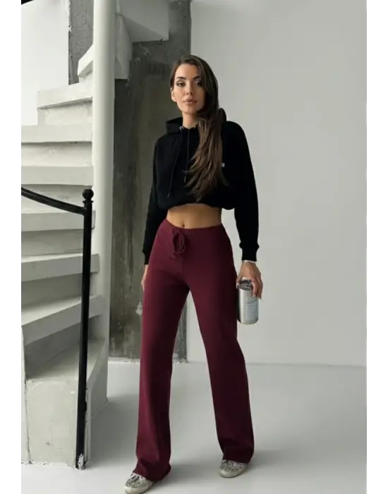 Fit comfort bej salaş pantolon bordo A6011