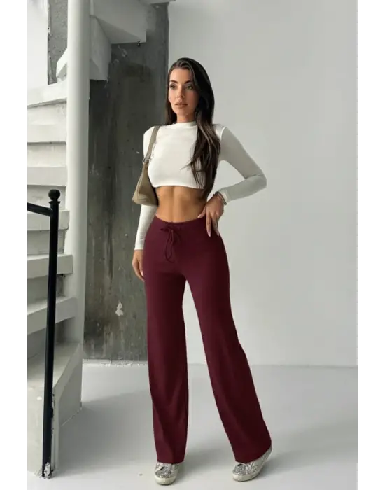 Fit comfort bej salaş pantolon bordo A6011