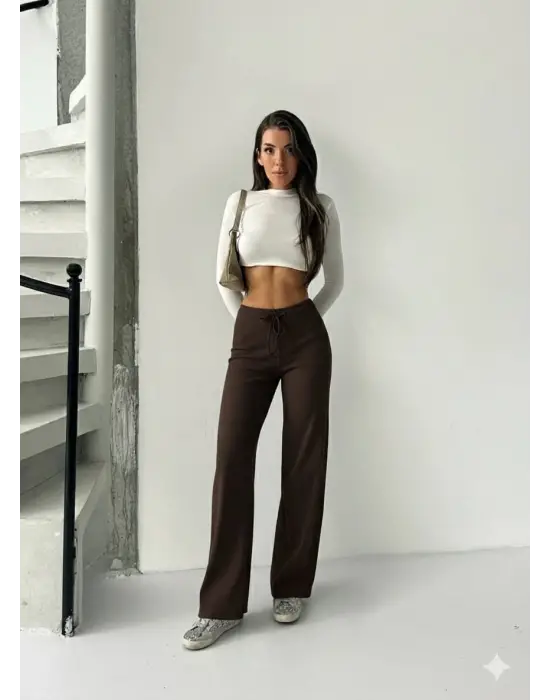 Fit comfort bej salaş pantolon kahve A6011