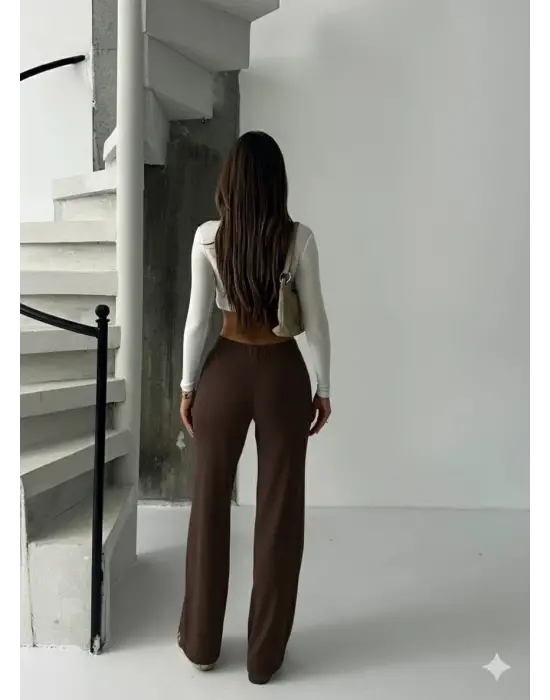 Fit comfort bej salaş pantolon kahve A6011