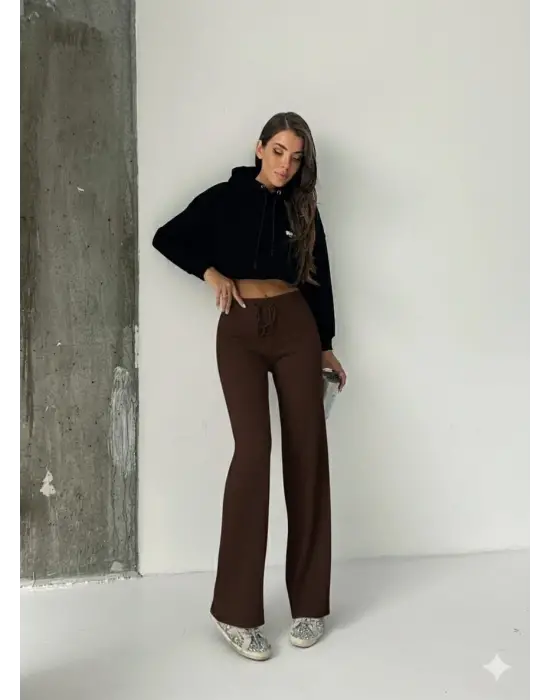 Fit comfort bej salaş pantolon kahve A6011