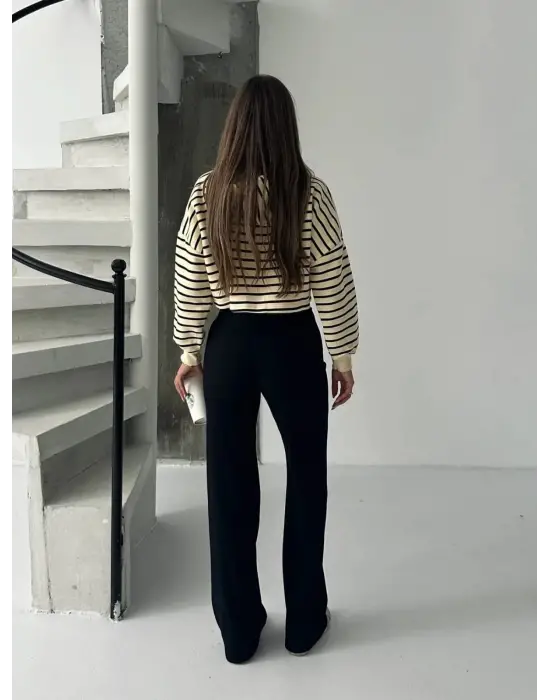 Fit comfort siyah salaş pantolon A6011