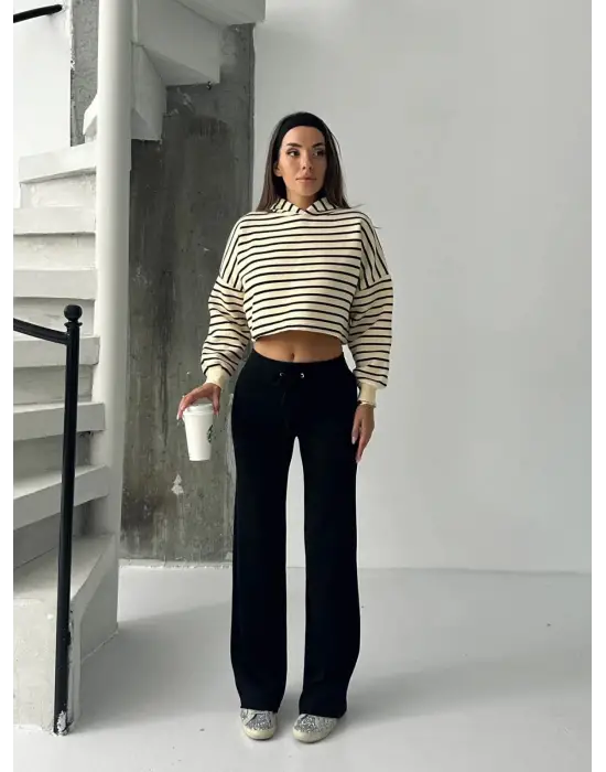 Fit comfort siyah salaş pantolon A6011