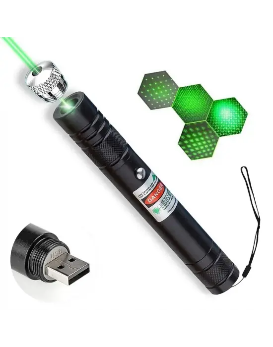 Fithome 100mw Desen Başlıklı Usb Şarjlı Yeşil Lazer Pointer