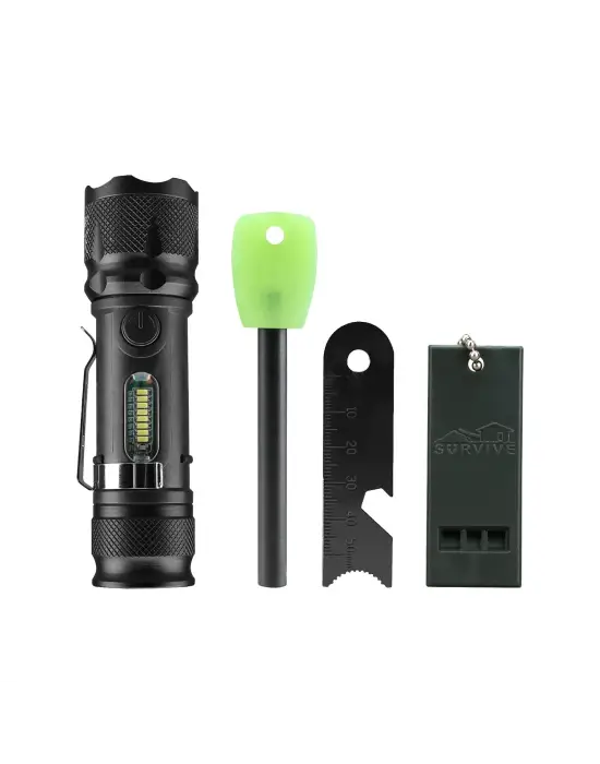 Fithome Usb El Feneri Magnezyum Çubuğu Düdük Acil Durum Atı Kamp Seti