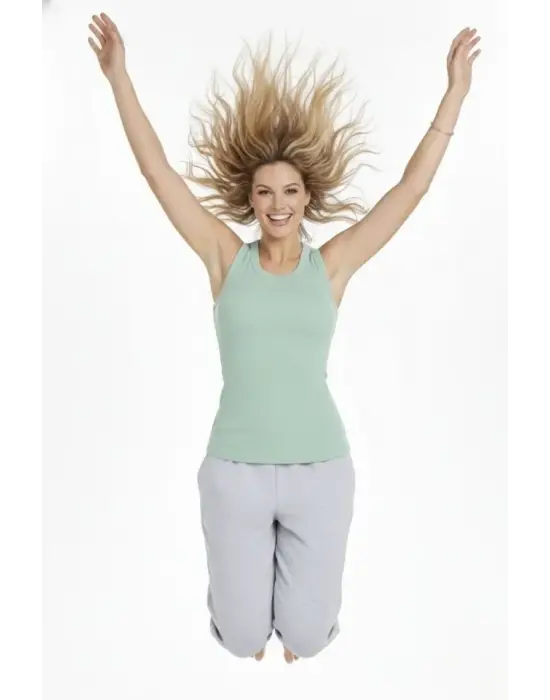 Fitilli Atlet Sıfır Yaka Slim Fit Arka Baskılı Spor Atlet - Mint Yeşili