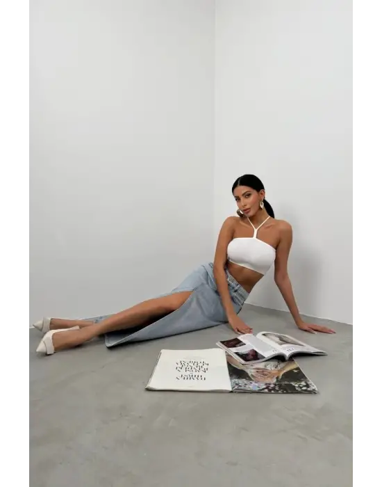 Omarı Trendy Pencere Detaylı Crop Üst