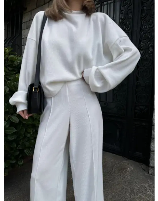 Omarı Fitilli Beyaz İkili Takım