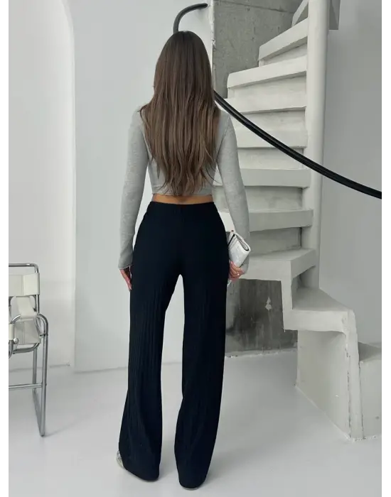 Fitilli şardonlu pantolon siyah a4058