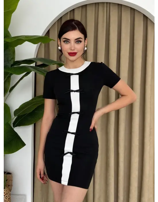 Omarı Fiyonk Detaylı Şık Elbise