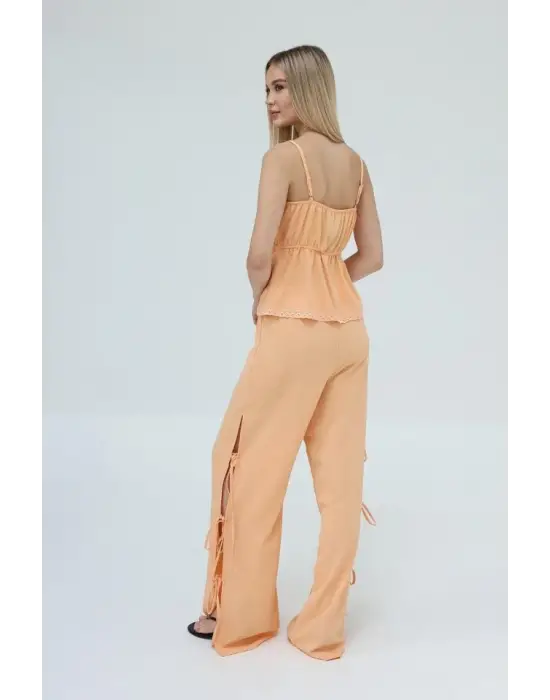 Fiyonklu Bluz Takım - Kavuniçi