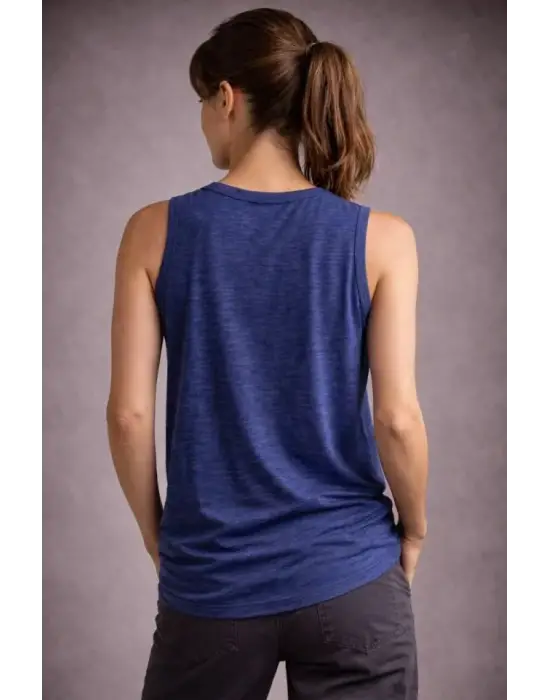 Flamlı Kumaş Sıfır Kolsuz Atlet Basic Spor Üst, Günlük Ve Fitness Kullanımına Uygun - İndigo