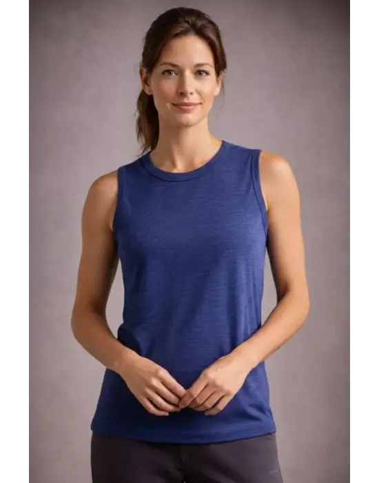 Flamlı Kumaş Sıfır Kolsuz Atlet Basic Spor Üst, Günlük Ve Fitness Kullanımına Uygun - İndigo