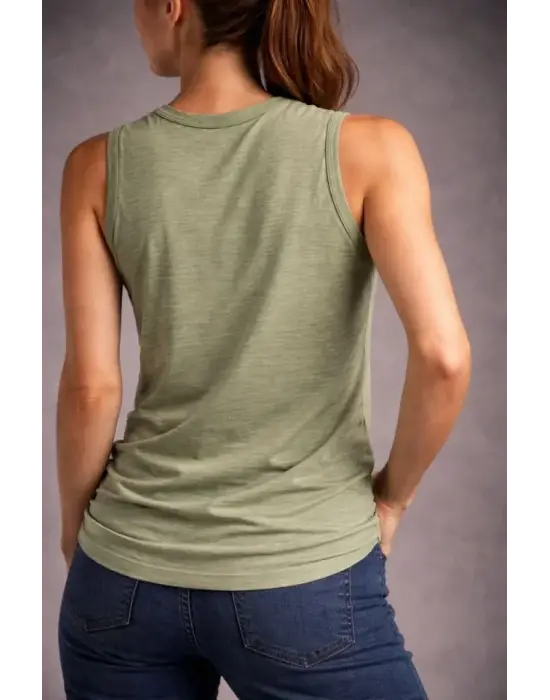 Flamlı Kumaş Sıfır Kolsuz Atlet Basic Spor Üst, Günlük Ve Fitness Kullanımına Uygun - Mint Yeşili