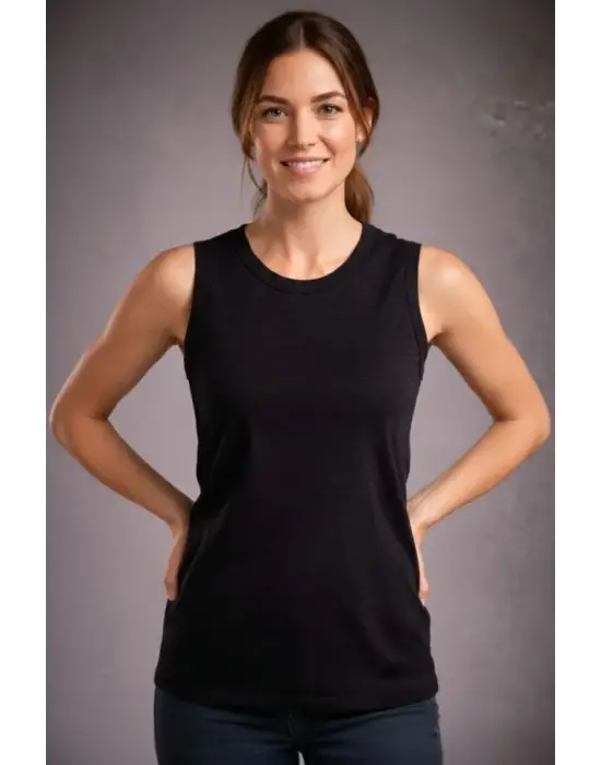 Flamlı Kumaş Sıfır Kolsuz Atlet Basic Spor Üst, Günlük Ve Fitness Kullanımına Uygun - Siyah