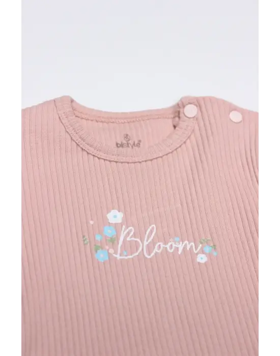 Flying Bloom White Yarım Kol 2li Body 17118 Ekru Gül Kurusu