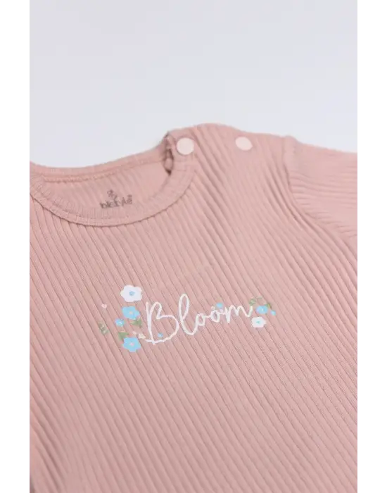 Flying Bloom White Yarım Kol 2li Body 17118 Ekru Gül Kurusu