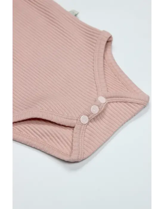 Flying Bloom White Yarım Kol 2li Body 17118 Ekru Gül Kurusu