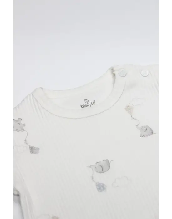 Flying Elephant Yarım Kol 2li Body 17116 Ekru Gri