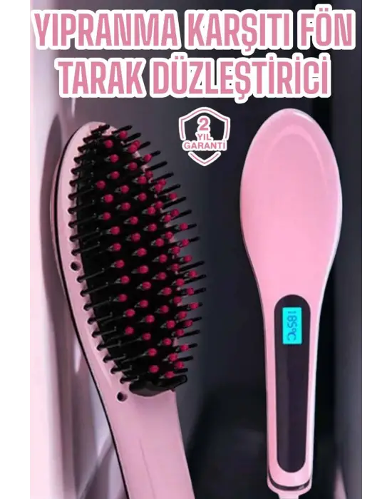 Fön Etkili Saç Düzleştirici Tarak Yıpranma Karşıtı Döner Kablo Isı Ayarlı