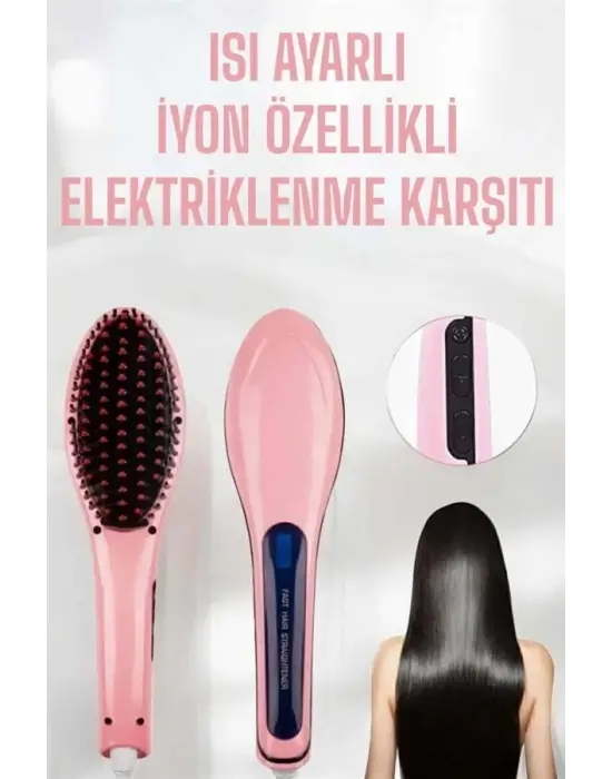 Fön Etkili Saç Düzleştirici Tarak Yıpranma Karşıtı Döner Kablo Isı Ayarlı