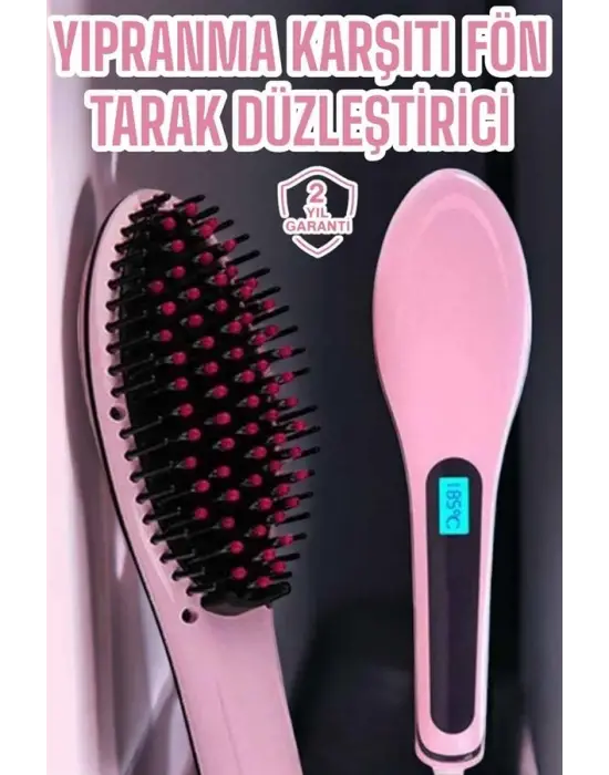 Fön Etkili Saç Düzleştirici Tarak Yıpranma Karşıtı Döner Kablo Isı Ayarlı