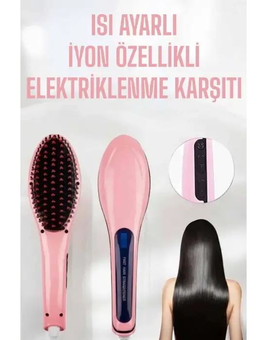 Fön Etkili Saç Düzleştirici Tarak Yıpranma Karşıtı Döner Kablo Isı Ayarlı