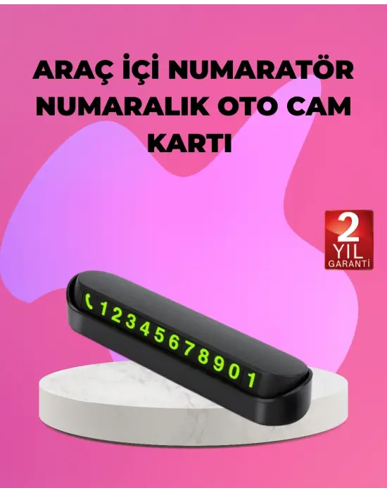 Fosforlu Araç İçi Park Kartı Numaratörü