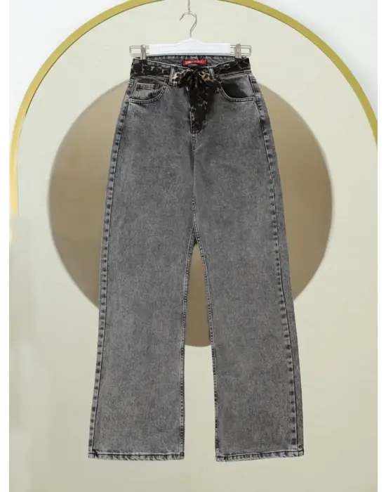 Omarı Fular Detaylı Palazzo Kot Pantolon