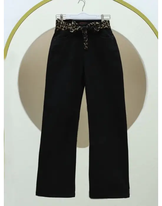 Omarı Siyah Palazzo Kot Pantolon